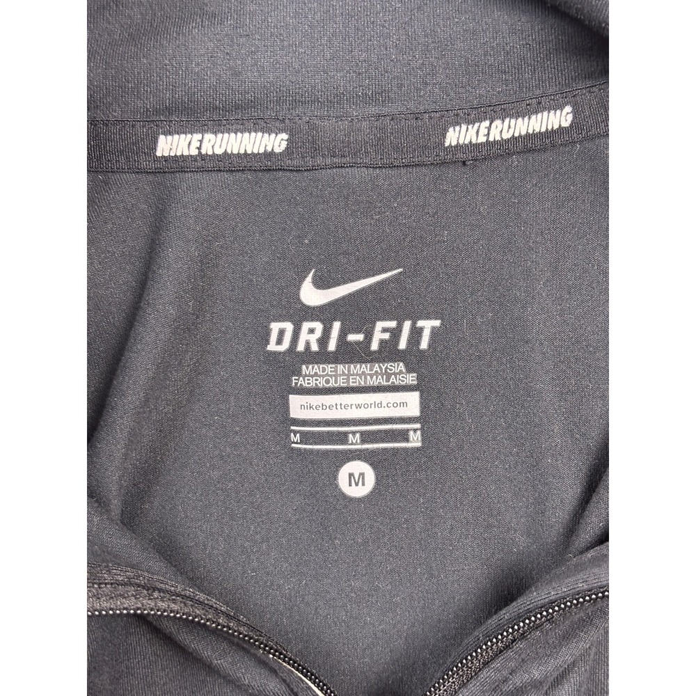 Nike Running Womens Dri-FIT 1/4 Zip Pullover Black Medium Reflective Thumbholes - Picture 7 of 8